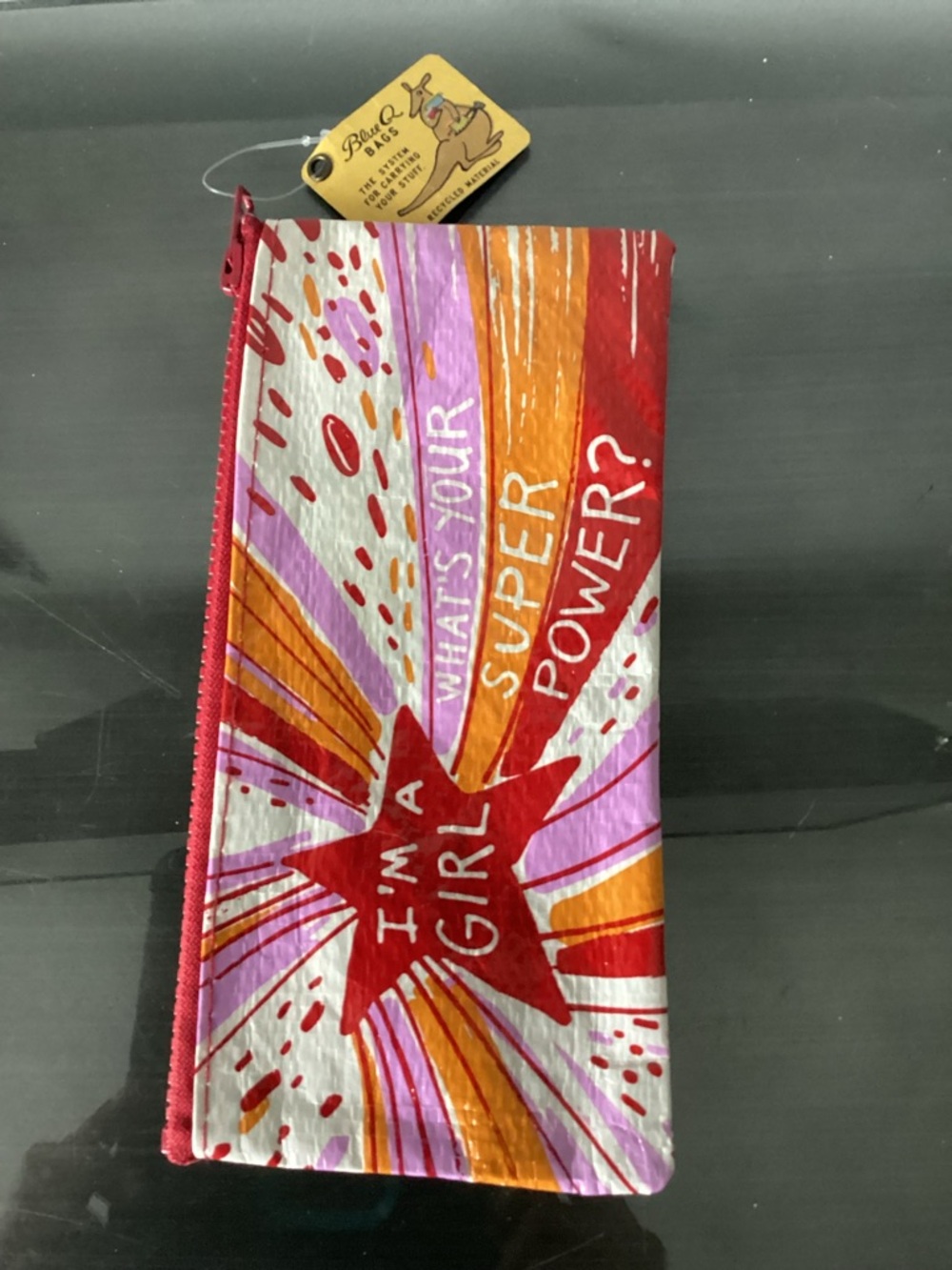 Tyvek water resistant Red Pink Orange Graphic Zip Pouch - "I'm a Girl"